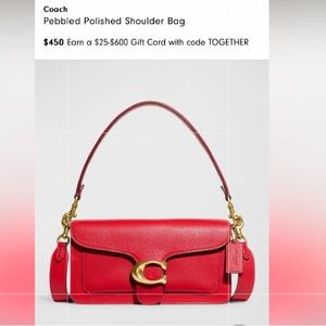 Coach Red Pebbled Polished Shoulder Bag
